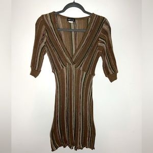 Wet Seal Womens Dress Brown Multicolor Shimmer S Small 3/4 Sleeve
